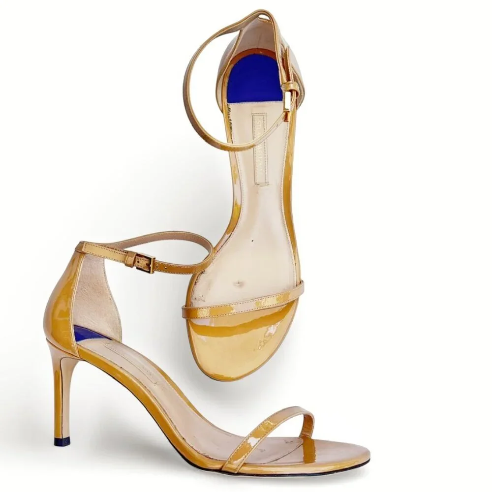 STUART WEITZMAN Nudist 75 Sandals Nude Heel 8.5 w/ Box Dustbag Classic